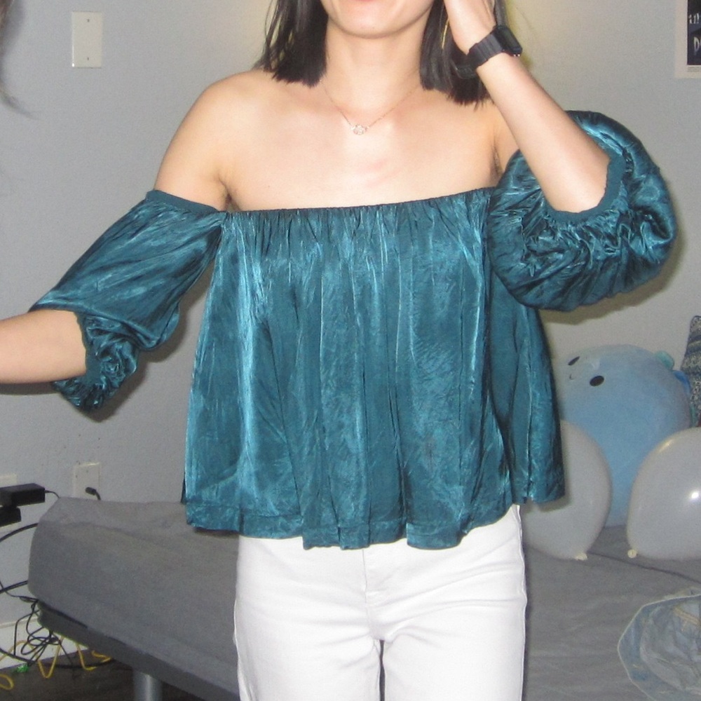 Urban Outfitters Teal Off-Shoulder Women's Top